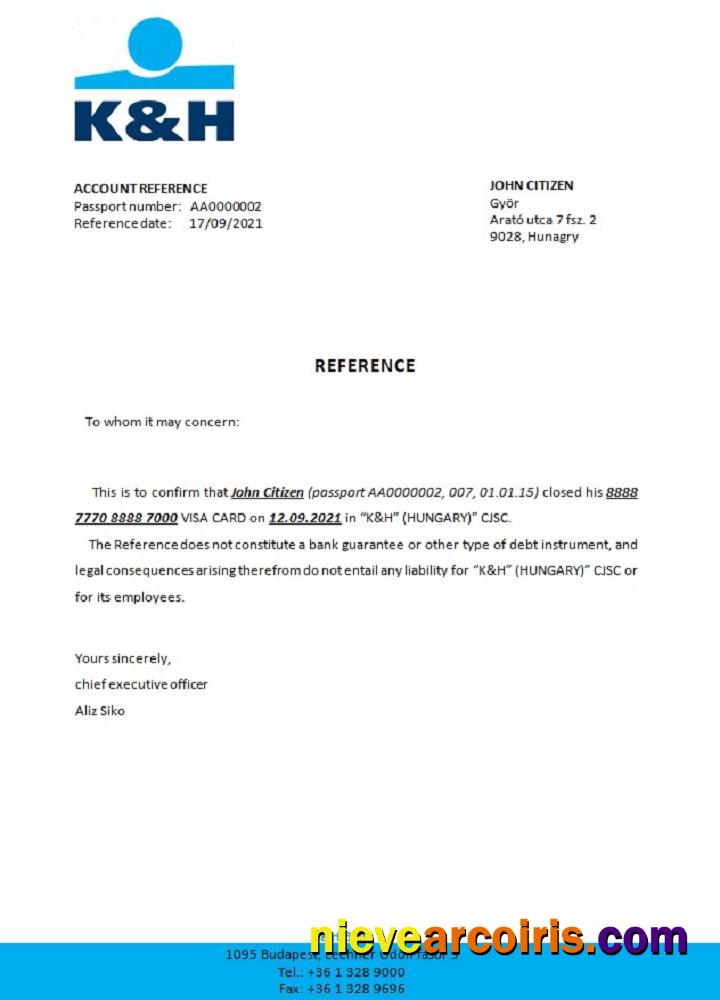 Hungary K&H closure reference